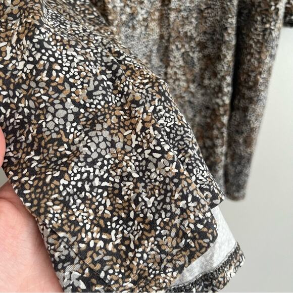 J.Jill Women’s Brown Micro Pattern Quarter Sleeve Faux Wrap Top Large - Picture 6 of 7